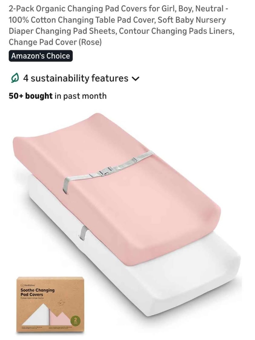 Organic Cotton Changing Pad Cover - Rose Pink (2-Pack)